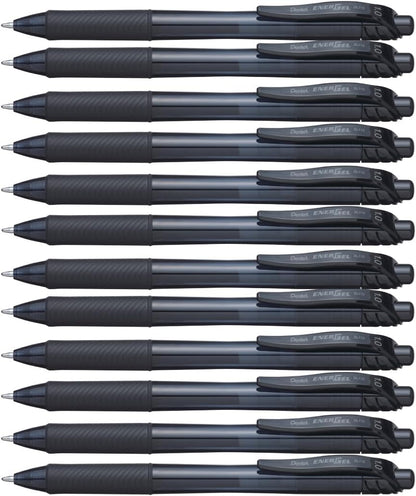 Pentel EnerGel-X Retractable Liquid Gel Pen, (1.0mm) Bold Line, Black Ink, Box of 12 (BL110-A)