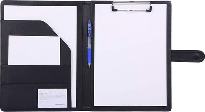 Clipboard Folder Padfolio A4, Mymazn Writing Portfolios Faux Leather Clipboards with Cover for Legal Pad Holder Letter Size 8.5 x 11 for Business Conference Notepad Clip Board (Gray Green)