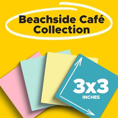 Post-it Notes, 3 in x 3 in, 4 Sticky Note Pads, 50 Sheets per Pad, Beachside Café Collection, School Supplies and Office Products