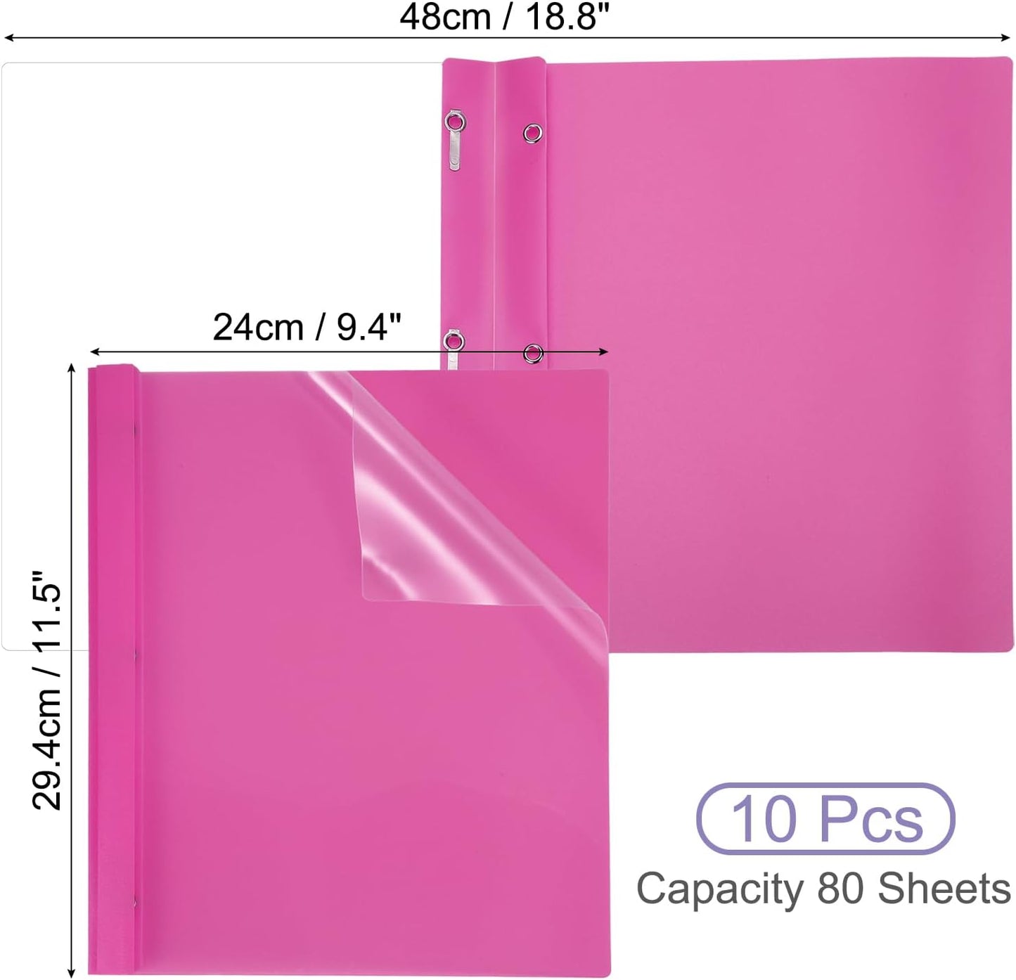 PATIKIL Plastic Report Covers with Prong, 10 Pcs 80 Sheet Clear Front Presentation Binders with 3 Metal Prong Fasteners Report Folder for Resume Documents Files Letter, Grass Green