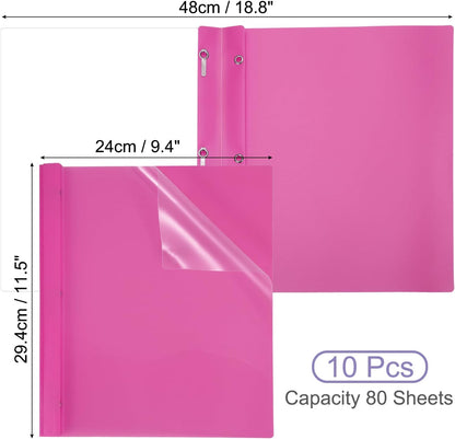 PATIKIL Plastic Report Covers with Prong, 10 Pcs 80 Sheet Clear Front Presentation Binders with 3 Metal Prong Fasteners Report Folder for Resume Documents Files Letter, Grass Green