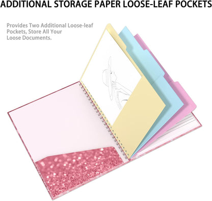 Rimilak Spiral Clipboards Folio with Refillable Lined Notepad, 14.5 x 9.8 In, Hardcover Cover with 5 Interior Pockets, Elastic Band and Pen Loop Series. Cute Stylish Clipfolio, Daisy Flower