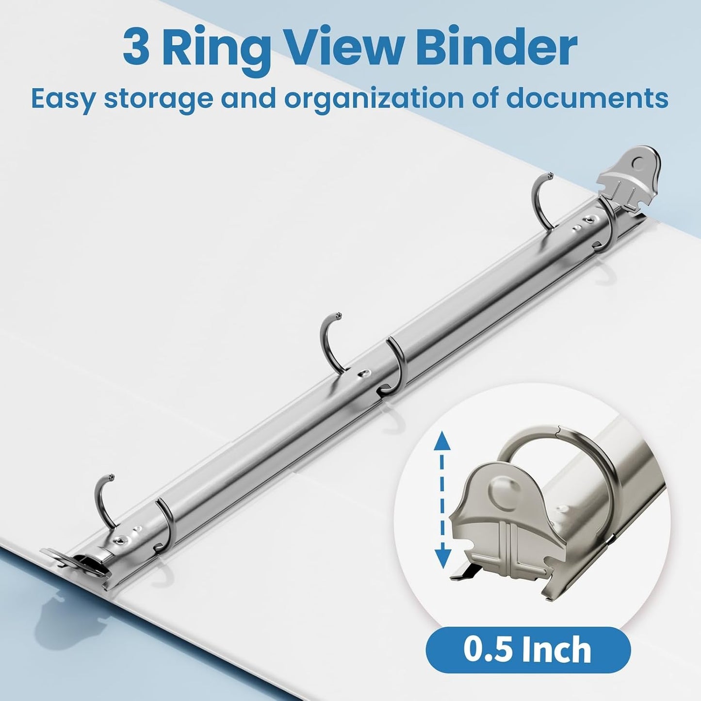 SUNEE 3 Ring Binders 1 Inch 12 Pack, Clear View Binders Bulk Three Ring PVC-Free (Fit 8.5x11 Inches) for School or Office Business Supplies, White