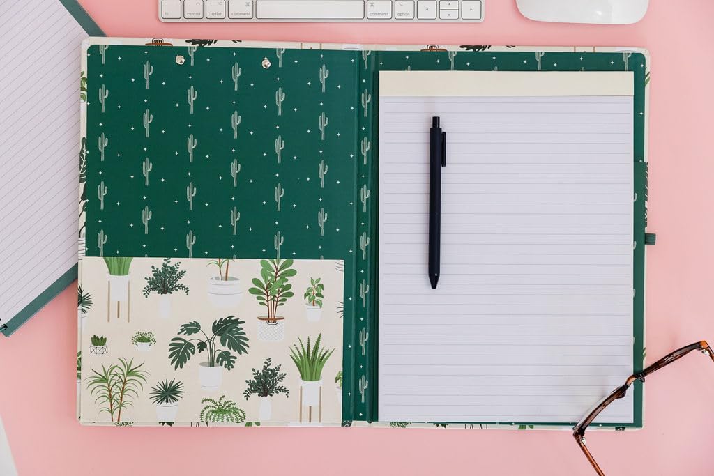 Steel Mill & Co Cute Clipboard Folio with Refillable Lined Notepad and Interior Storage Pocket, Floral Padfolio for Work, Garden Blooms Cream