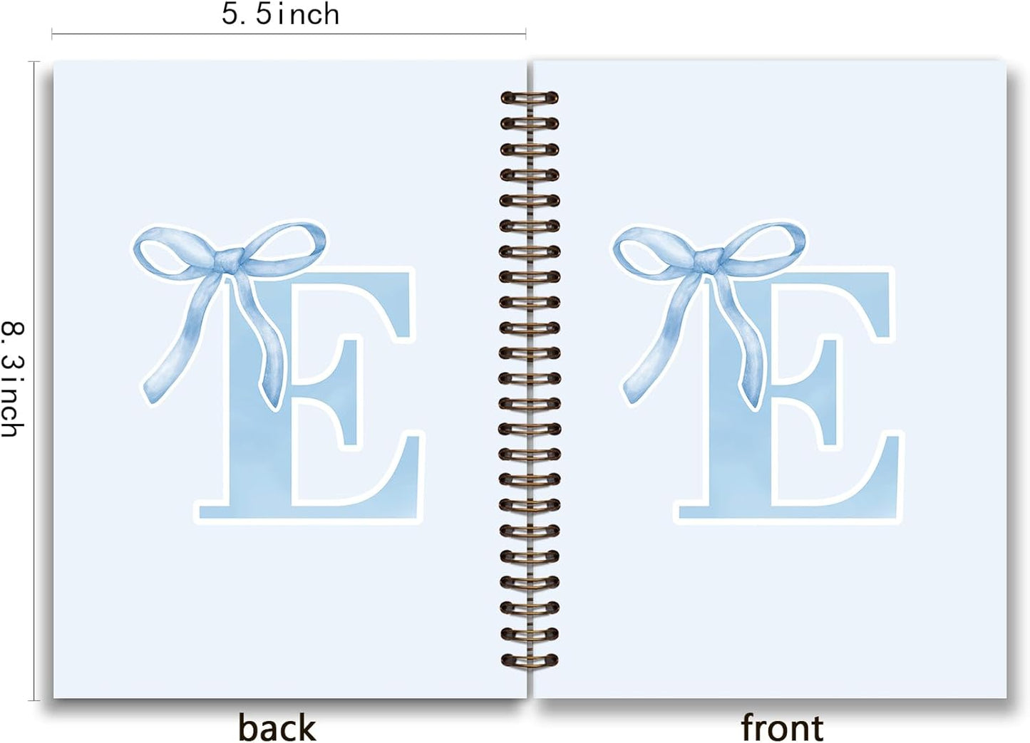 Blue Bow Journal Notebook for Girls,Initial H Journals Personalized Diary Gifts for Teen Girl Kids,Monogrammed Gifts for Women,Trendy Coquette Cute Hardcover Spiral Notebook 5.5 x 8.3 - Colors A