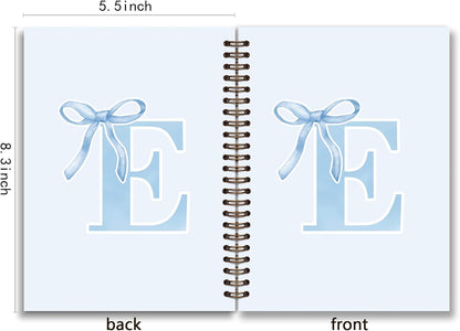 Blue Bow Journal Notebook for Girls,Initial H Journals Personalized Diary Gifts for Teen Girl Kids,Monogrammed Gifts for Women,Trendy Coquette Cute Hardcover Spiral Notebook 5.5 x 8.3 - Colors A