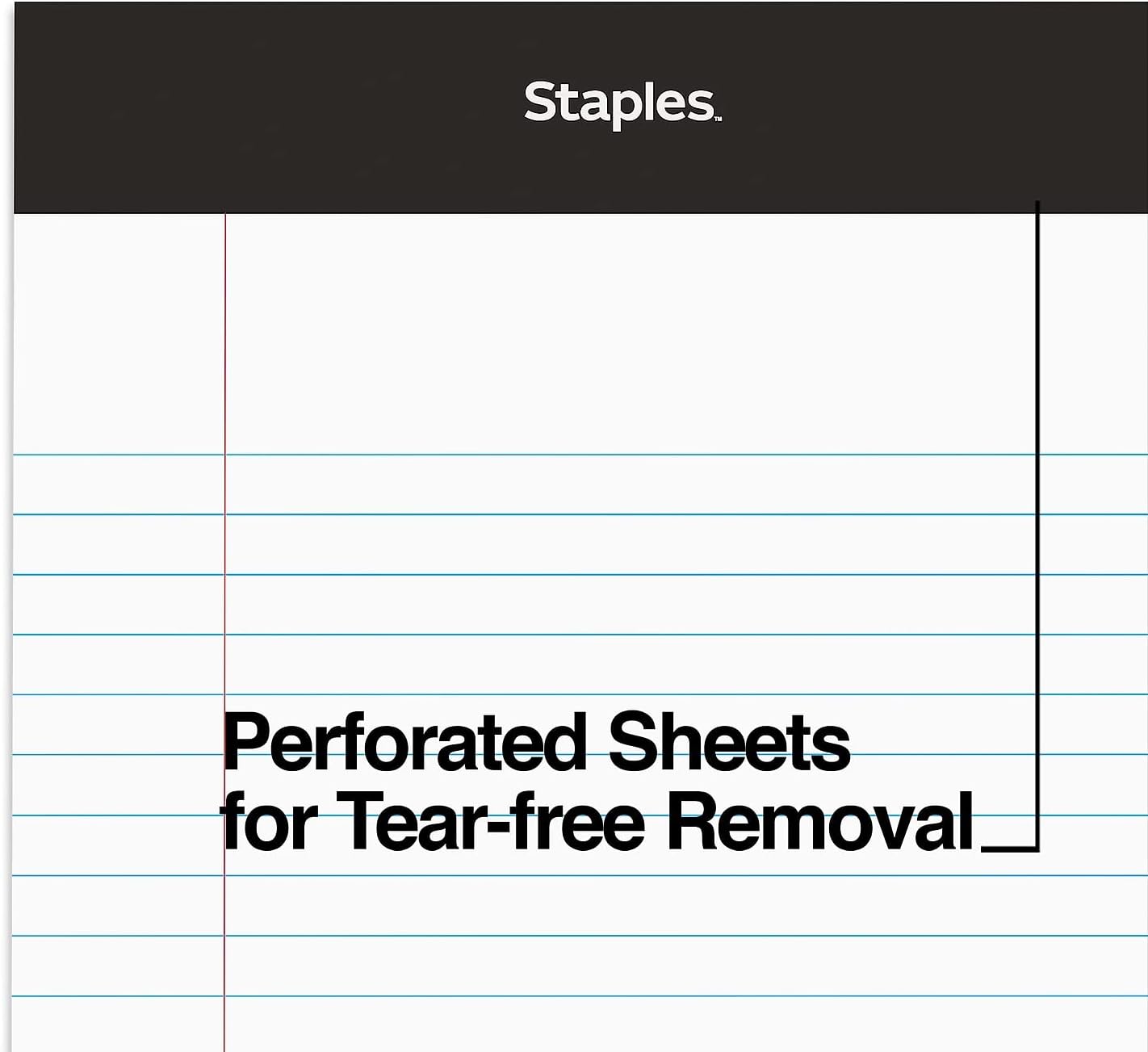 STAPLES Notepads, 5” x 8”, Narrow Ruled, White, 50 Sheets/Pad, 12‑Pack