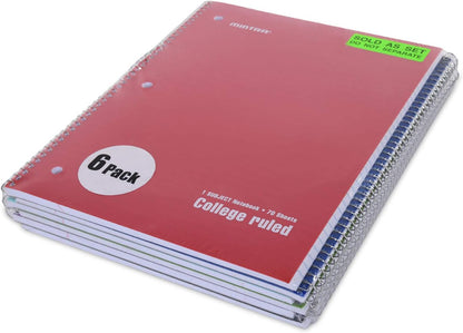 Mintra Office Spiral Notebooks, Wirebound, Journals for School, Work, Business, Aesthetic Stationery, Writing Pads, Teacher & Student Supplies (6, Pastel, College)