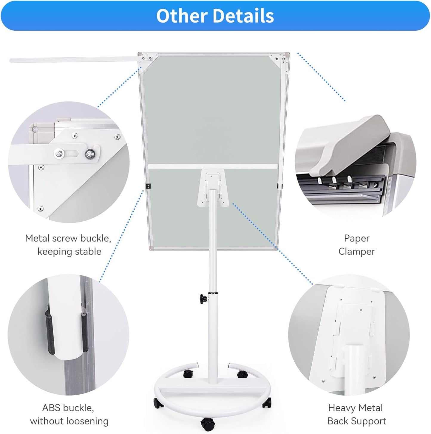 maxtek Mobile Dry Erase Board – 40x28 inches Magnetic Portable Whiteboard Stand Easel White Board Flipchart Easel Board with 25 Sheets Paper Pad for School Supplies