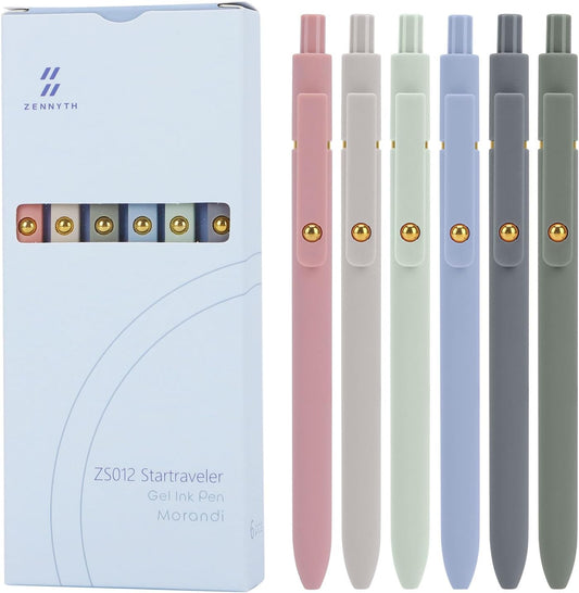 Ddaowanx Colorful Gel Pens, 0.5mm Fine Point Retractable,Multi Colored Pens for Journaling and Sketching,School Supplies,Stuffers for Teens, Gifts for Women (6Pcs-Vintage Colors)