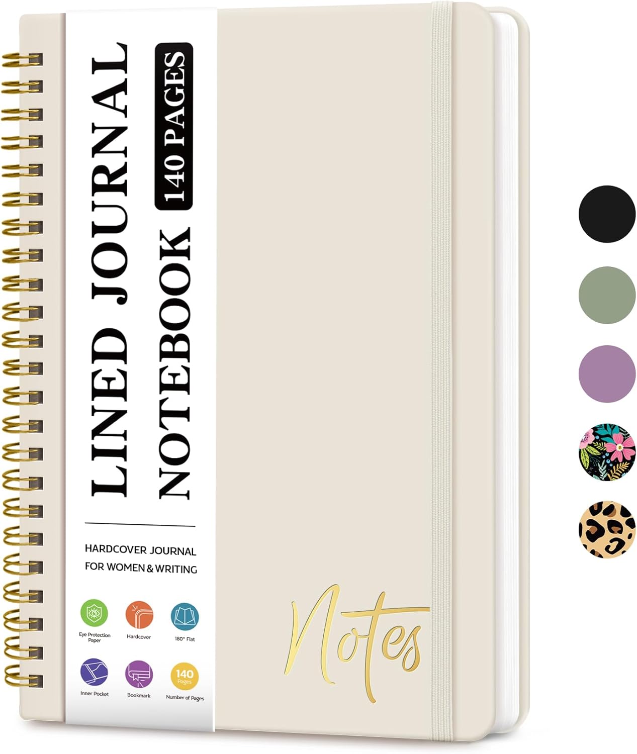 ZOTIA Lined Spiral Journal Notebook for Women, A5 College Ruled Journals for Writing, Hardcover Notebooks for Work, Note taking and Office School Supplies,140 Pages - Yellow