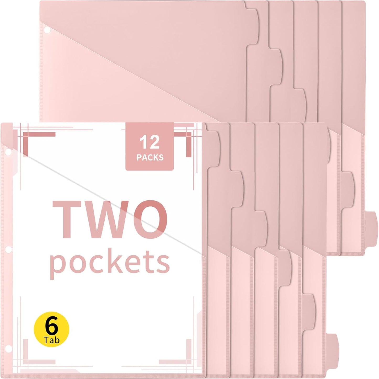 Epakh 12 Pcs Binder Dividers for 3 Rings Binders Index Dividers with Two Clear Pockets Plastics Sheets Protectors with Tab Labels for School Office Organization (Morandi)