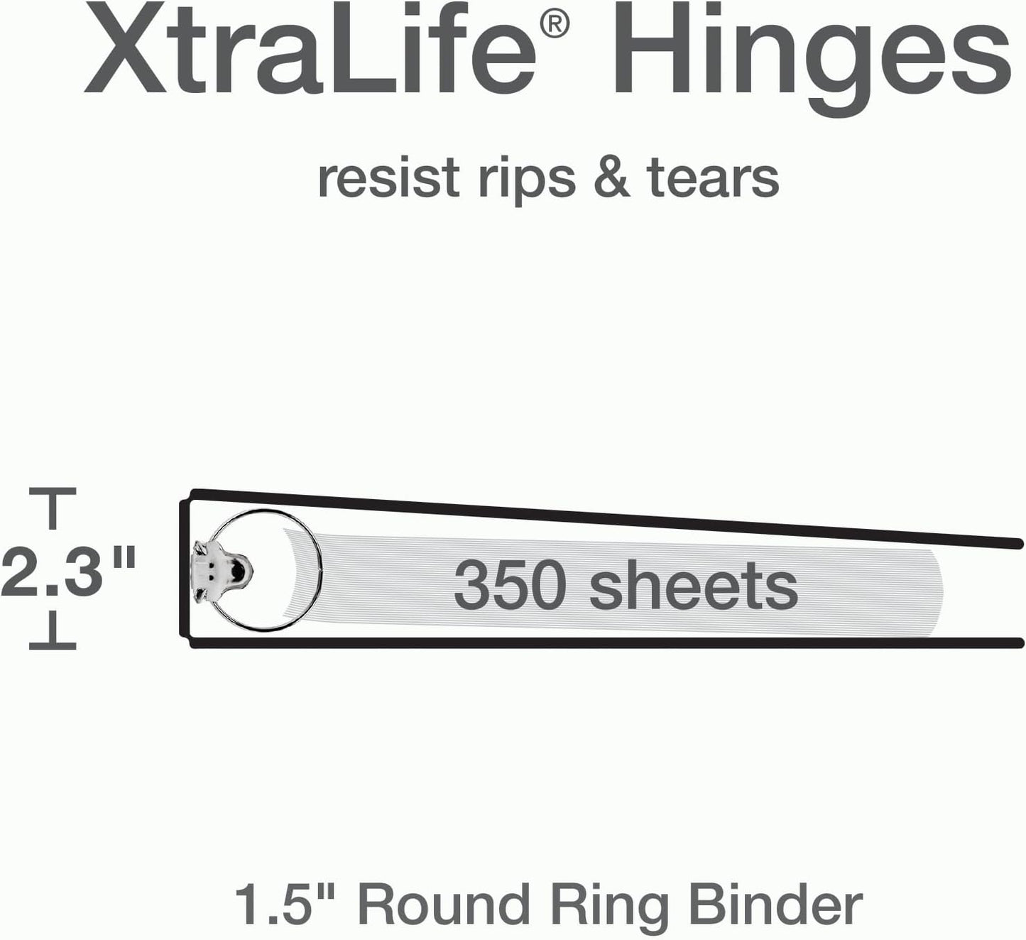 Cardinal 3 Ring Binders, 1.5 Inch, Round Rings, Holds 350 Sheets, ClearVue Presentation View, Non-Stick, Assorted Bright Colors, 6 Pack (79557)