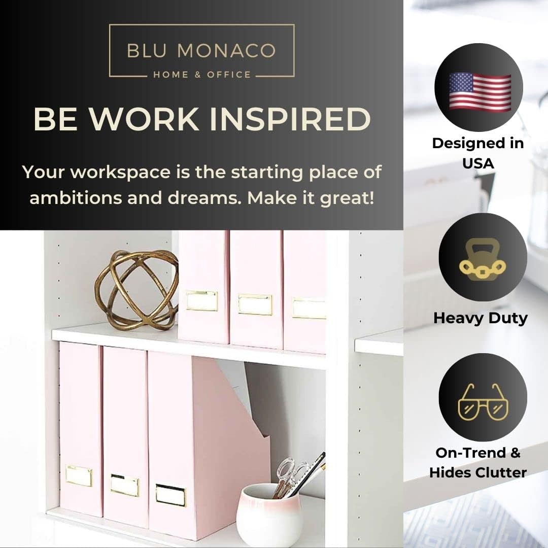 BLU MONACO Foldable Black Magazine File Holder | Set of 6 Cardboard Desk Organizer Boxes | Vertical Magazine File Holder | Standing File Holder | Office Classroom or Home