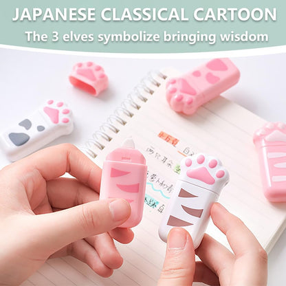 white Corrcetion Tape,4 Pcs Mini Japan Corrcetion Tape Pen,with Easy to Use Kawaii Cat Applicator,Cute Stationery Set Kawaii Birthday Gifts set for Back to School Supplies