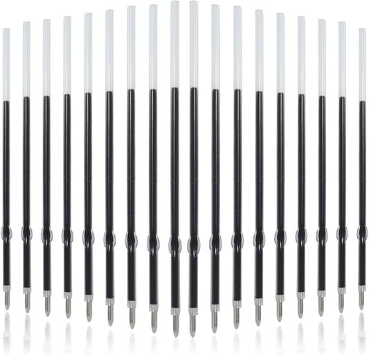 Bonsicoky 20 Pcs Ballpoint Ink Refills - 0.7 mm Medium Tip - 107 mm Length - Black Ink for Retractable Pens, Perfect for Writing, School, and Office Use