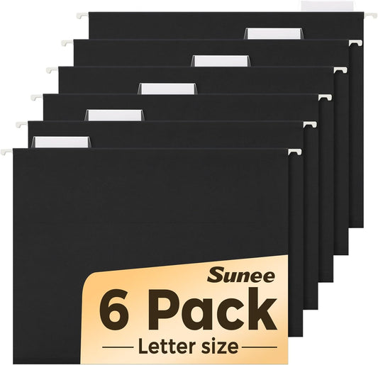 SUNEE Hanging File Folders, 6 Pack Letter Size Hanging File Folders with 1/5-Cut Tabs, Ideal for Home and Office Organization and Papers Classification,Morandi Colors