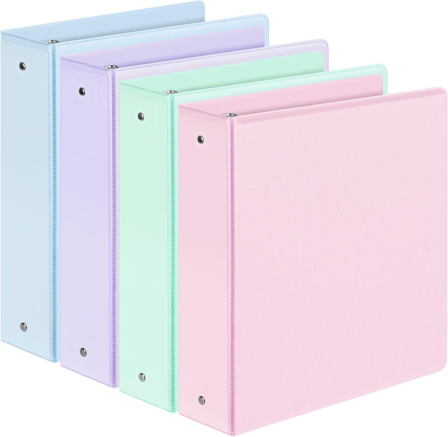 6 Pack Extra Durable 3 Ring Binders 1 inch, Sooez 1” Three Round Ring Binders with Pockets, Cute Customizable Clear View Cover for 8.5 x 11 Letter Size Papers, Pastels School Office Supplies for Girl