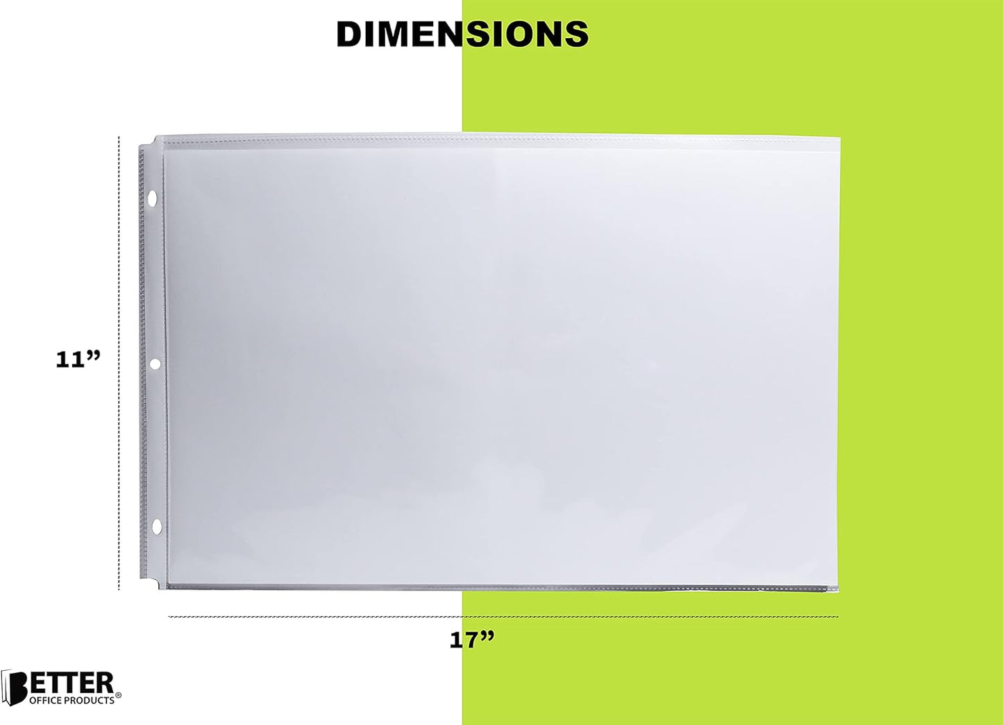 GOLD SEAL 50 Pack 11x17 Inch Heavyweight Diamond Clear Sheet Protectors, Side Loading, Ledger Sheet Protectors,3-Hole Punched