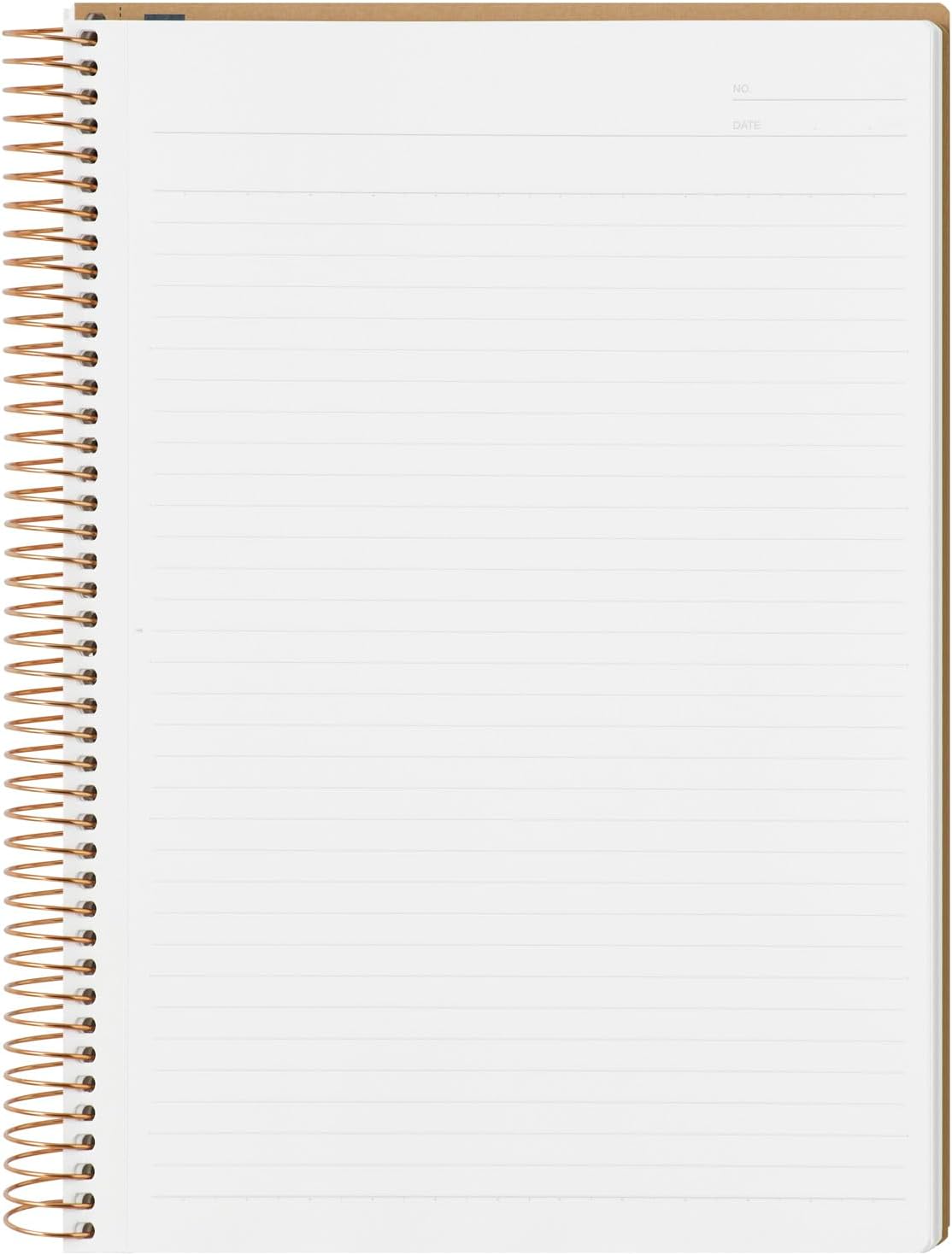 Maruman Spiral Note Basic Lined Notebook- A5, 8.31" x 6.26", 150 Sheets / 300 Pages, 6.5mm Narrow Ruled Journal, Perforated Pages & Wire-Bound to Lay Flat, Sturdy Kraft Cover, Made in Japan