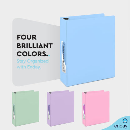 Enday 1.5 Inch Binder, Green - 1.5 Inch 3 Ring Binder, Round Ring Pastel with Clear View Cover for Letter Size 8.5 x 11'' Paper & 2 Inside Pockets, Ideal for School Supplies, Office, and Home
