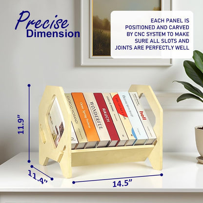 2 Pack Desktop Bookshelf, Stackable Book Organizer with Handle, storage rack for CD/Magazine/File Folder, Portable Small bookshelf for Study, Living room, Kid's room, No Nails, Medium Size