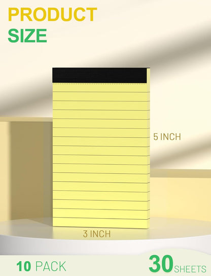 10 Pack Small Note Pads 3x5 Lined Writing Pads Mini Notepads Small Pads of Paper 3x5 With 30 Sheets per Notepad 80Gsm Paper Pads Mini Legal Pads 3x5 Inch Pocket Notebook for Taking Notes and Reminders
