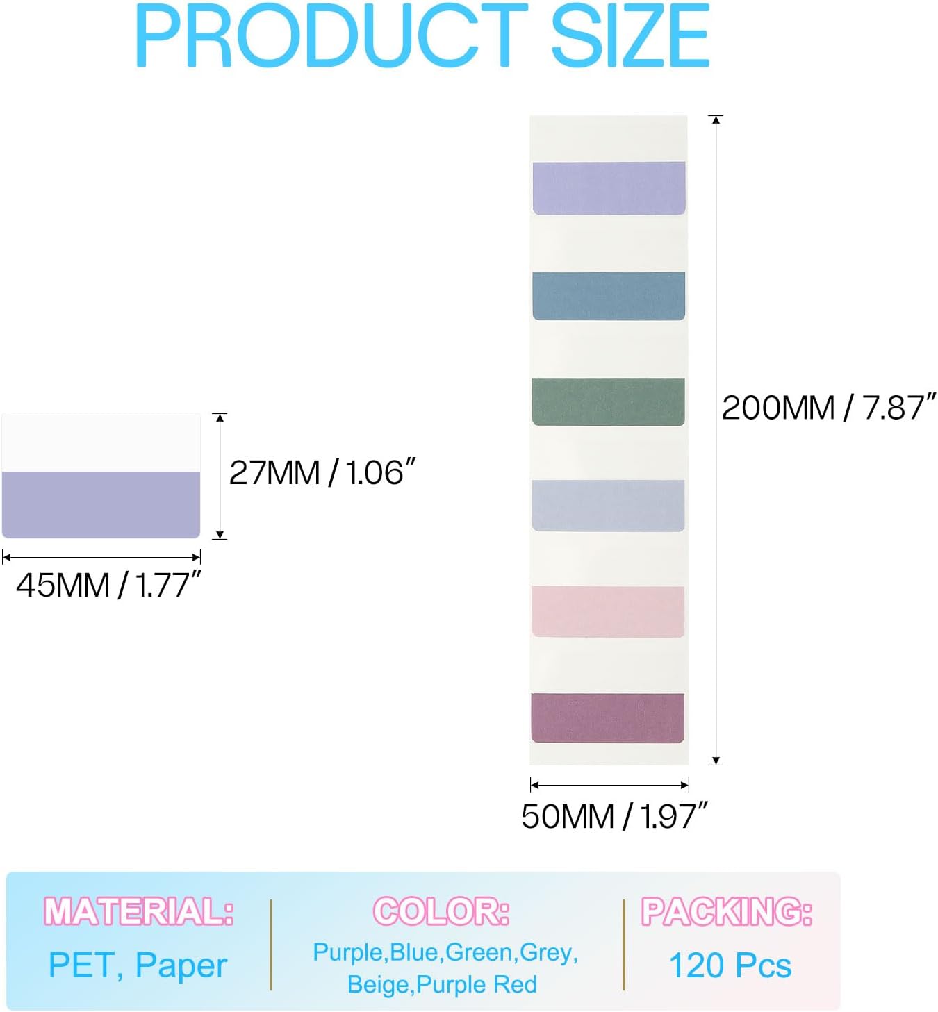 PATIKIL Clear Index Sticky Tabs, 120 Pcs Large Transparent Sticky Notes Bookmarks Planner Stickers Page Tabs for Office Notebooks File Folder Ledger Book, Gradient Green