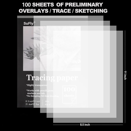 Tracing Paper for Drawing, 9 X 12'' Tracing Paper Pad, 75 Sheets Transparent Vellum Paper for Tracing Pads, 38lb/60gsm Translucent Trace Pad for Pencil Sketching, Image Tracing.