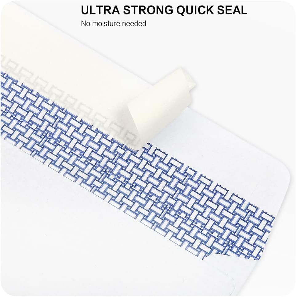 100 Pack #10 Single Left Window SELF Seal Security Envelopes, Designed for QuickBooks Invoices & Business Statements, Computer Printed Checks Peel and Seal Flap, Size 4-1/8 x 9-1/2 Inches, 24 LB