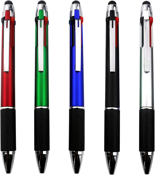 MiSiBao 4-Color Ballpoint Pen Multi Colored Pens in One Stylus Pens for Touch Screens Pens Medium Point(1.0mm) (10-Count)