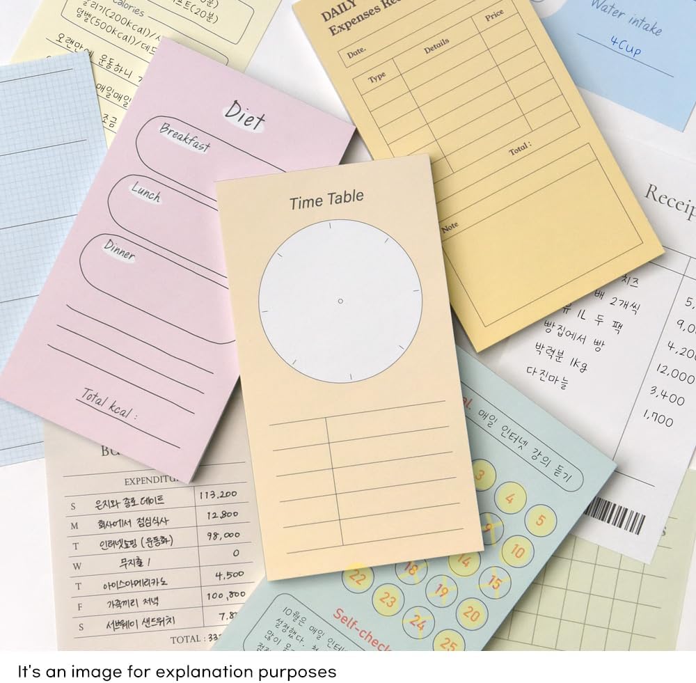 Monolike Memopad Memories design B SET - 4 Packs, 4 Different Designs, 100 Sheets Per Pad, Total 400 Sheets, Note pads, Writing pads, 3.15 x 4.17 Inches