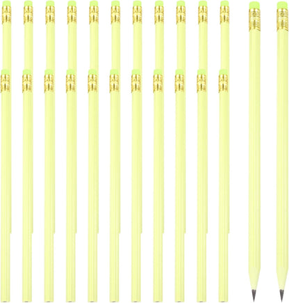 PATIKIL Round Pencils, 24 Pcs Triangle HB Graphite Pencil Wooden Pencils with Eraser for Classroom Office Writing Drawing Supplies, White