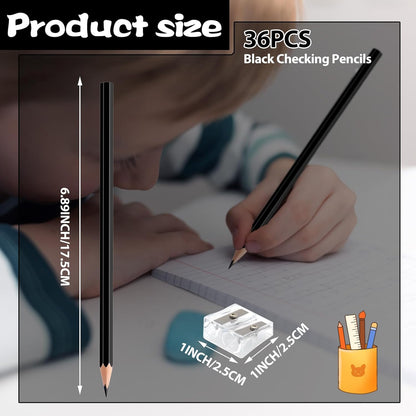 36 PCS Black Colored Pencils, Pre-sharpened Professional Wooden Art Pencils Set for Artists Painting | Premium Drawing Sketching Supplies (Black)