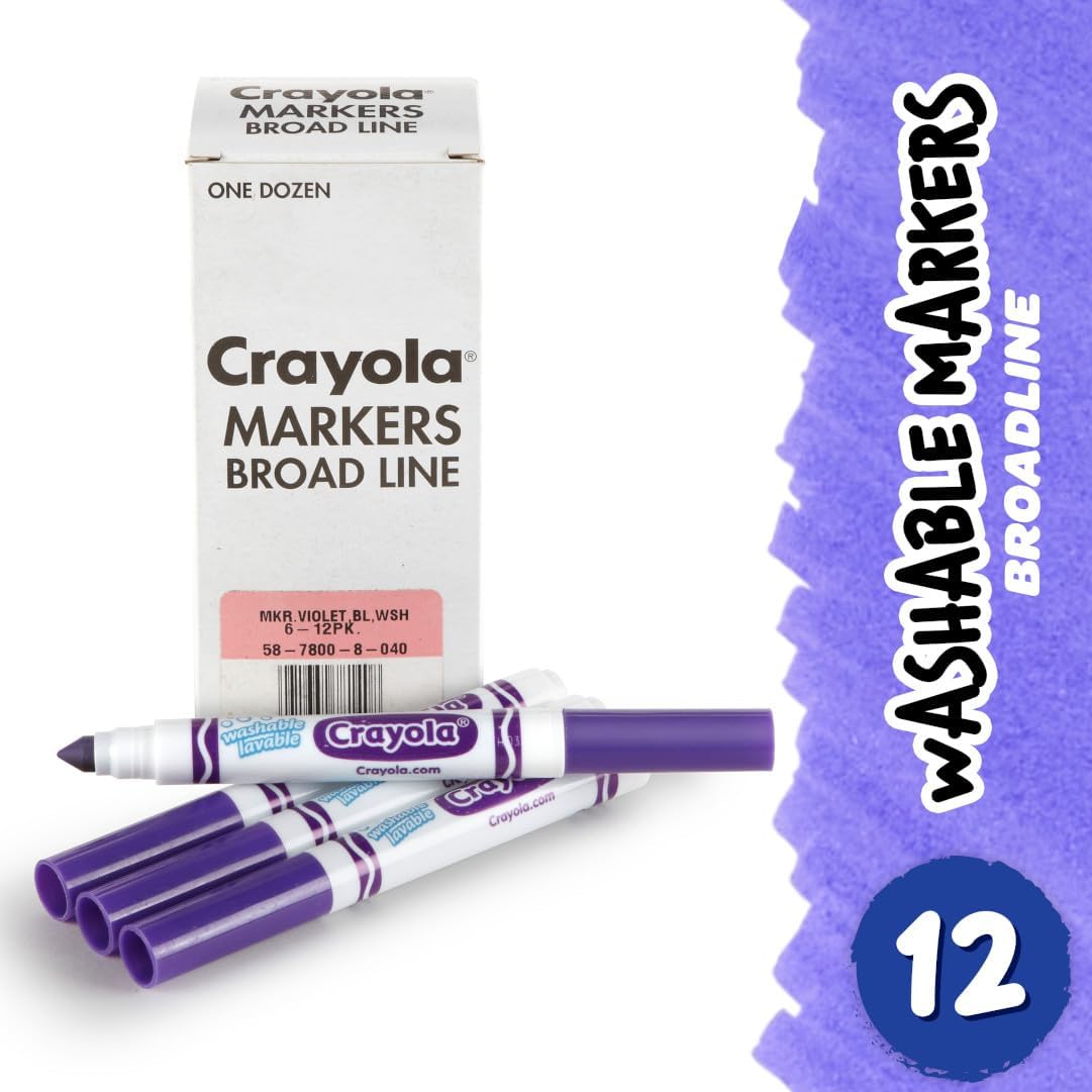 Crayola Washable Markers for Kids - Black (12ct), Bulk Broad Line Markers for School, Classroom Essentials, Teacher Classroom Must Haves for Elementary School