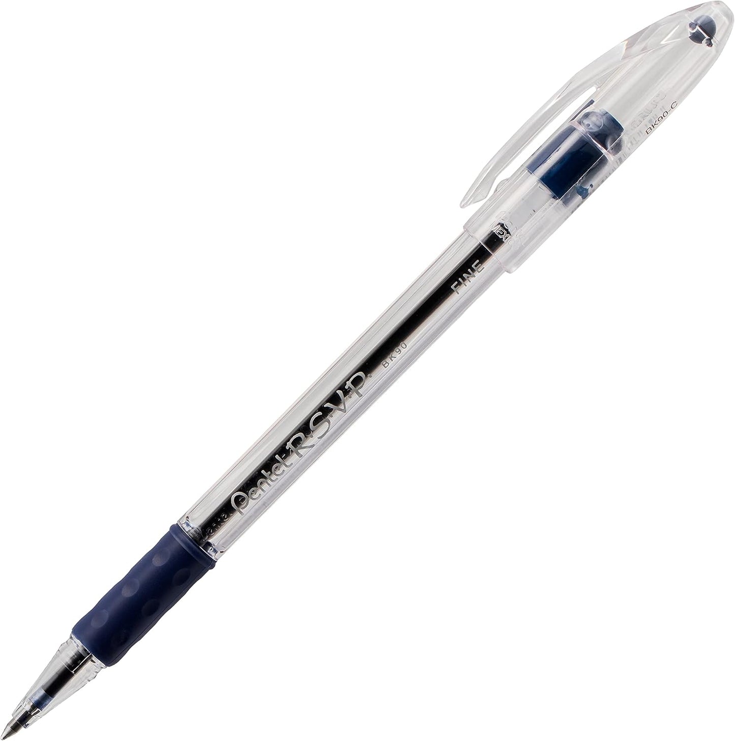 Pentel RSVP Ballpoint Pen, (0.7mm), Fine Line, Black Ink, Pack of 5 (BK90PF5A)