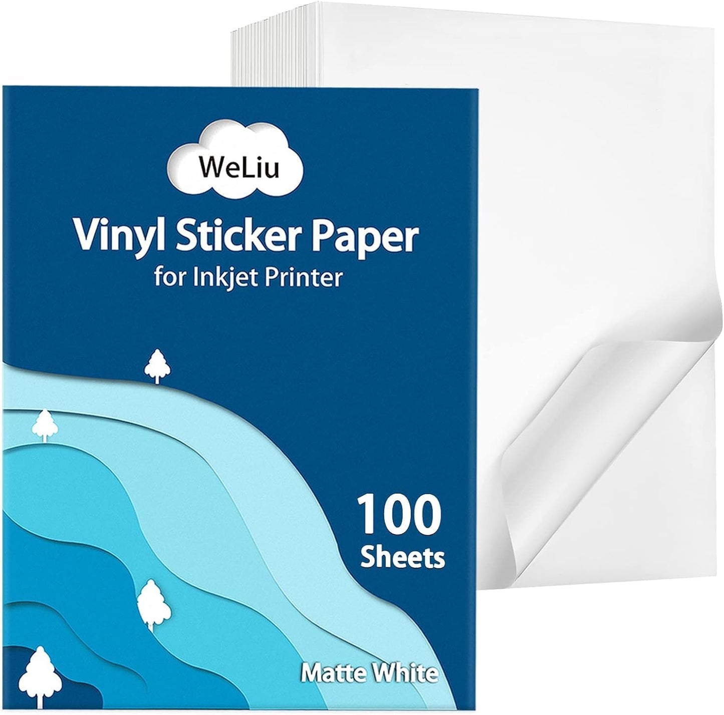 Printable Vinyl Sticker Paper for Inkjet and Laser Printer - Glossy White - 21 Waterproof Decal Paper Self-Adhesive Sheets 8.5"x11"- Dries Quickly and Holds Ink Beautifully