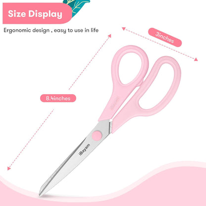 Scissors, iBayam 8" All Purpose Scissors Bulk 3-Pack, Ultra Sharp 2.5mm Thick Blade Shears Comfort-Grip for Aesthetic Fun Cute School Office Teacher Desk Crafts and Art Supplies Accessories Essential