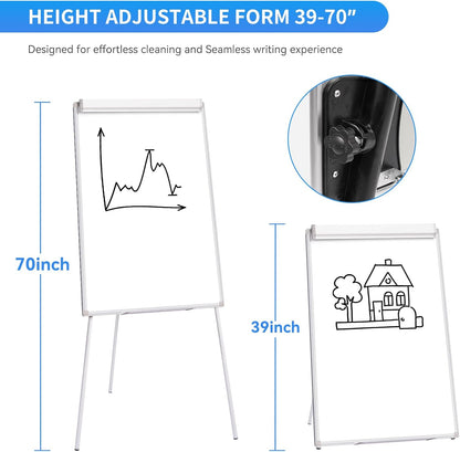 Easel Whiteboard - Magnetic Portable Dry Erase Easel Board 36 x 24 Tripod Whiteboard Height Adjustable Flipchart Easel Stand White Board for Office or Teaching at Home & Classroom (Black)