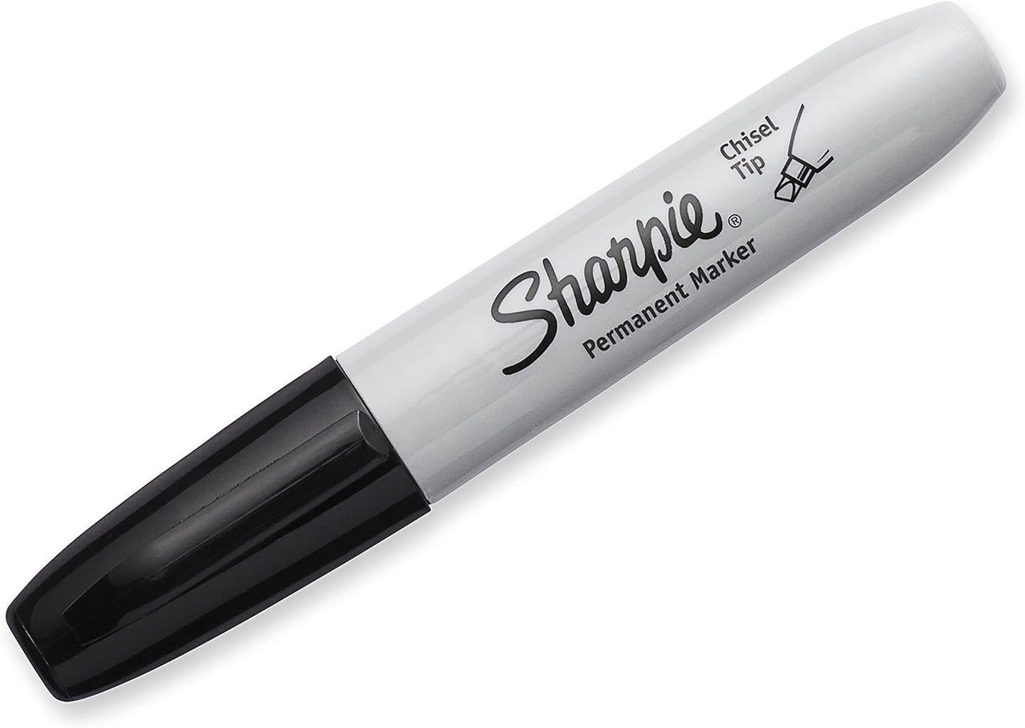 Sharpie Permanent Markers, Large, Chisel Tip, Black, 4 Count - Marks on Paper, Plastic, Metal, and More