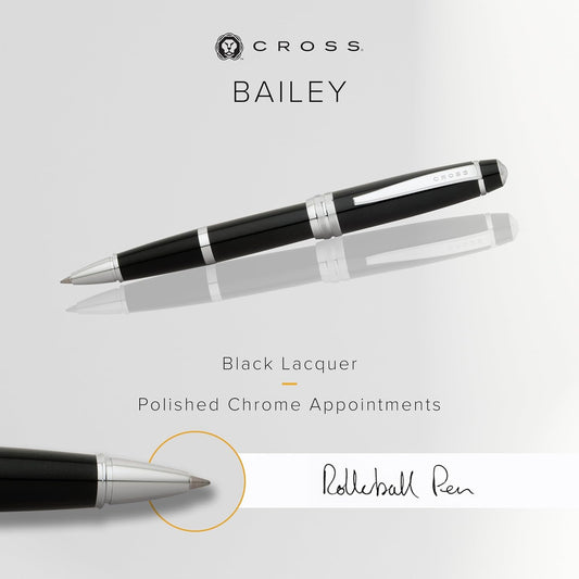 Cross Bailey Matte Red Lacquer Rollerball Pen - Refillable Pen for Smooth Writing - Well-Balanced, Distinctive Design - Easy Handling - Comfortable Grip - Gift-Ready Black Ink