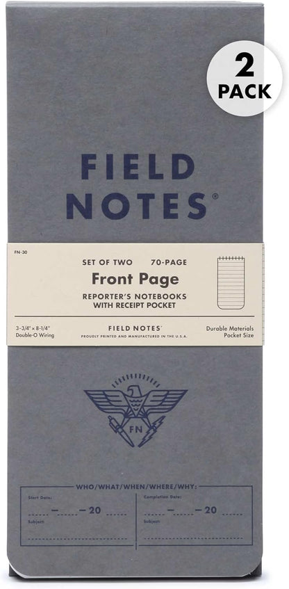 Field Notes - Front Page 2-Pack of Reporter's Notebooks - 3.75" x 8"