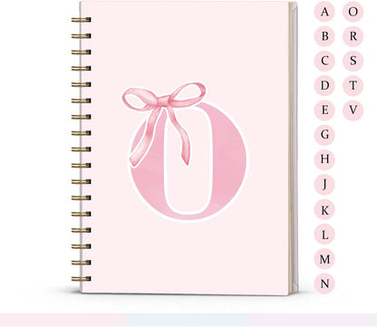 Blue Bow Journal Notebook for Girls,Initial H Journals Personalized Diary Gifts for Teen Girl Kids,Monogrammed Gifts for Women,Trendy Coquette Cute Hardcover Spiral Notebook 5.5 x 8.3 - Colors B