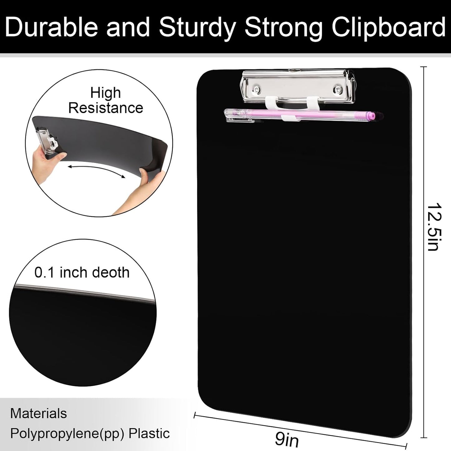 SFLHHDM 1 Pcs Clear Glitter Clipboards, Plastic Clipboard with Pen Holder, Size 8.85 x 12.4 in Shiny Clipboards with Low Profile Clip, Cute Hanging Clipboard for Office School Sparkly Clip Board-Pink