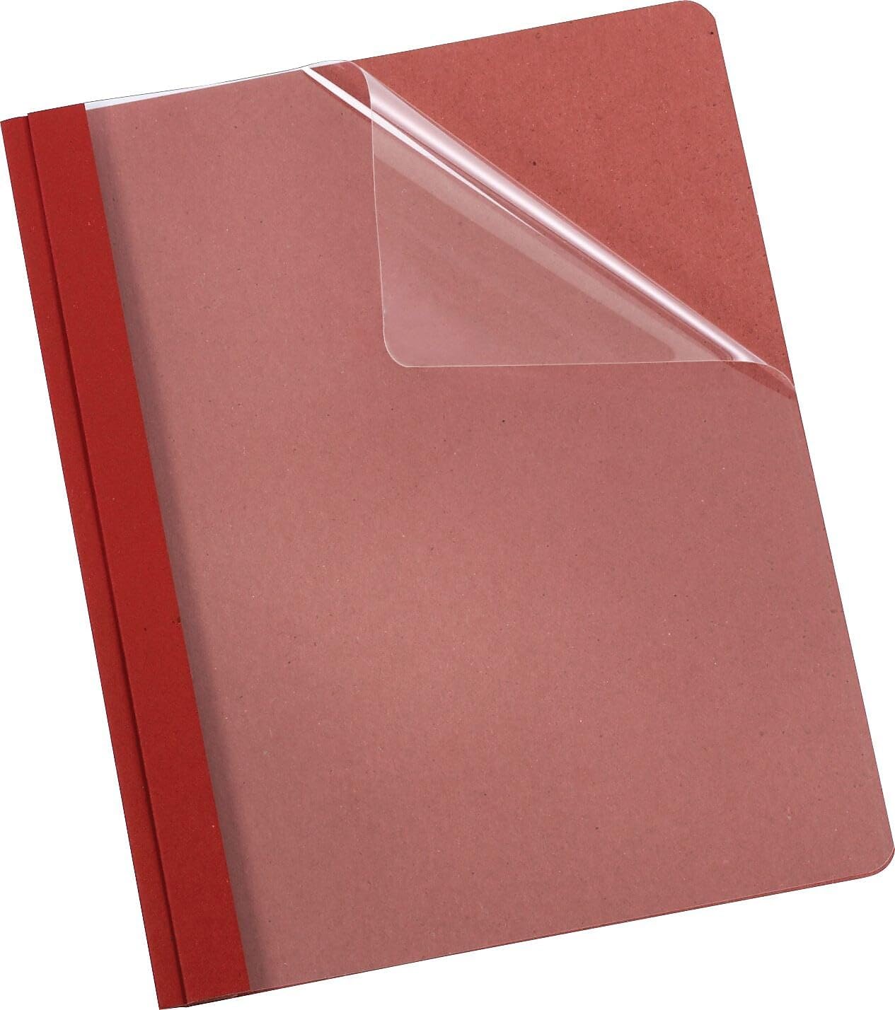 Earthwise by Oxford Recycled Clear Front Report Covers, Letter Size, Red, 25/Box