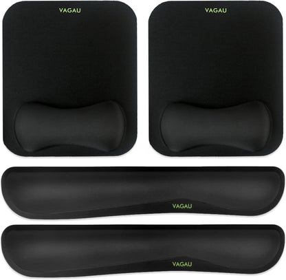 VAGAU Premium Keyboard Wrist Rest and Mouse Pad Wrist Support, Ergonomic Memory Foam Set for Office, Laptop, Mac, Computer and Gaming, Comfortable Typing &Wrist Pain Relief (2 Pack)
