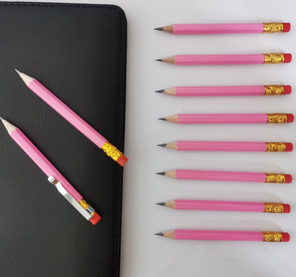 Adhere 25pcs Golf Pencils with Eraser Pre sharpened Hexagon half Wooden Pencils Graphite 2B for Golf Event Scoring,Classroom,Wedding,Company Meetings,Pew, Pocket (Nature)