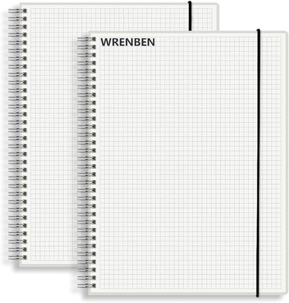 A5 Spiral Notebook 120gsm Graph Paper Notebook 160 Pages Per Hardcover Grid Notebooks 5.7 x 8.3 Inches (2 Pack)