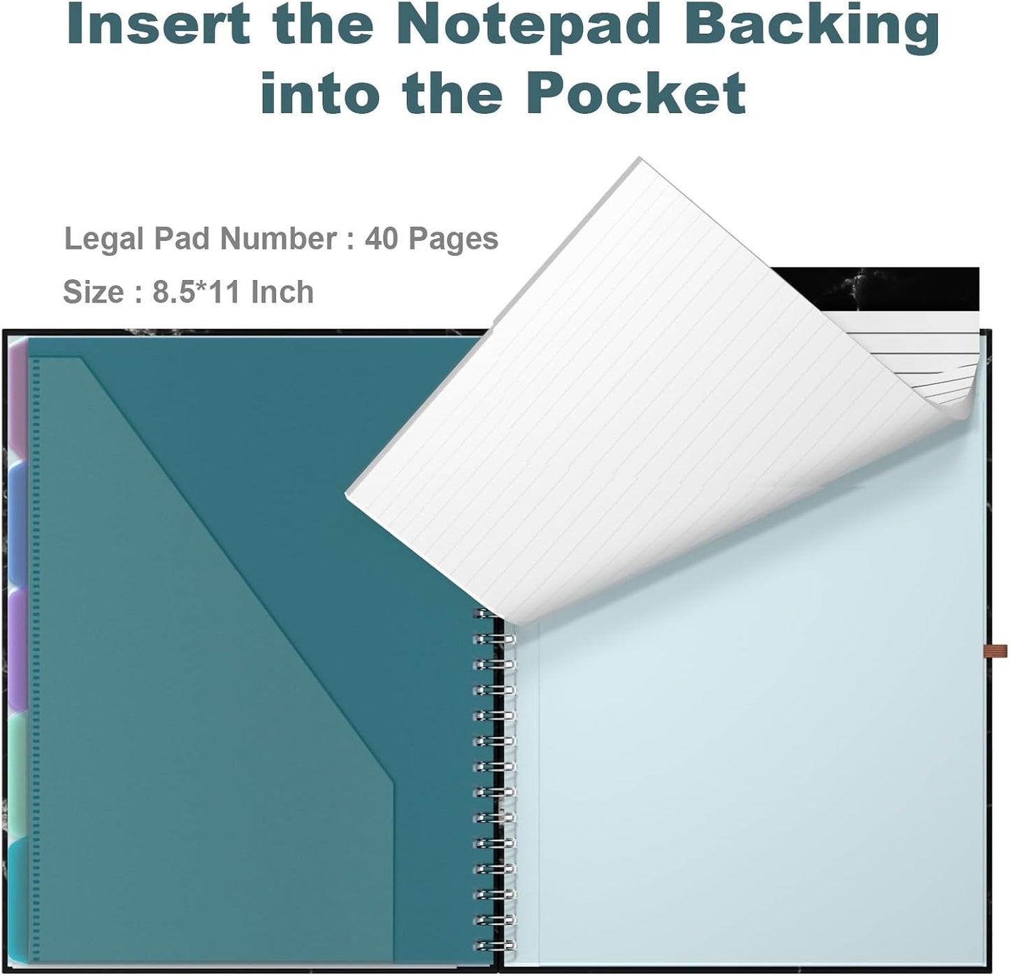 Hongri Clipboard Folio with Refillable Lined Notepad, 8.5 x 11 Folders with Storage 10 Pockets, Spiral Portfolio, Size 12.8X 9.7 in, Office & School Supplies, Skeleton