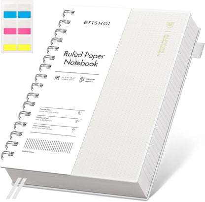 EMSHOI A5 Spiral Notebook College Ruled Lined Journal, Small 5.7" X 8.22", 300 Pages/150 Sheets, 100gsm Thick Paper, Waterproof Hardcover, for Office School Women Men Work Writing Notes, Blue